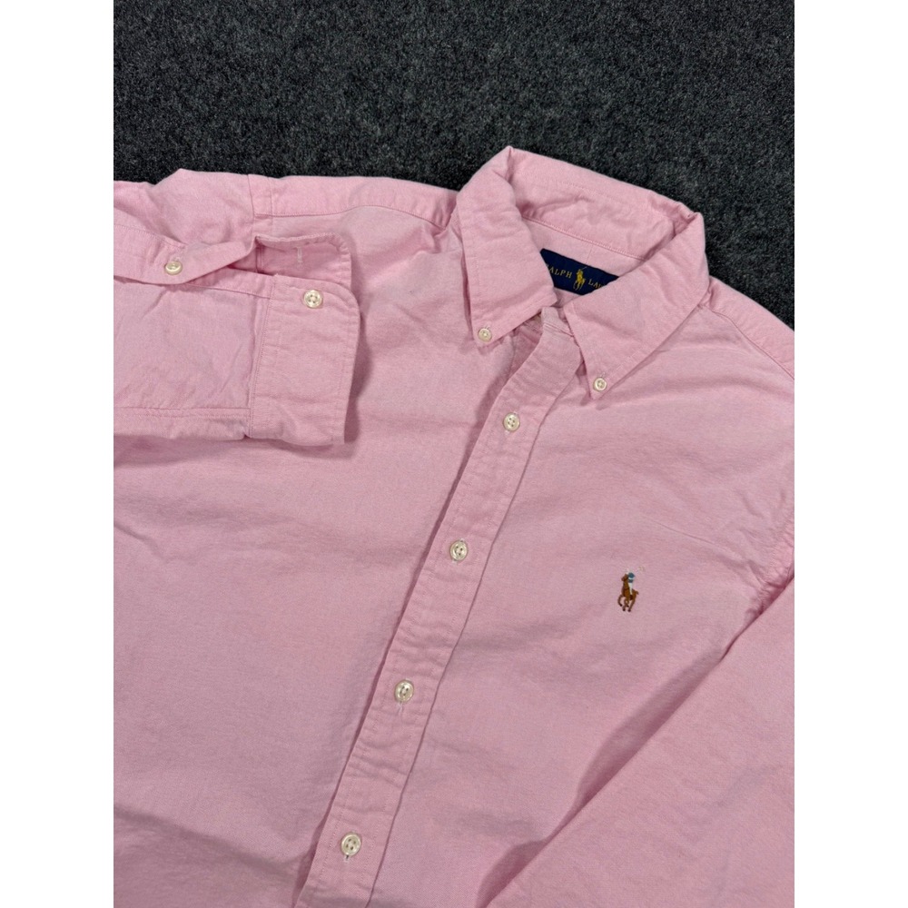 Ralph Lauren Mens Medium Pink Oxford Button Down Shirt Pony Logo Long Sleeve
